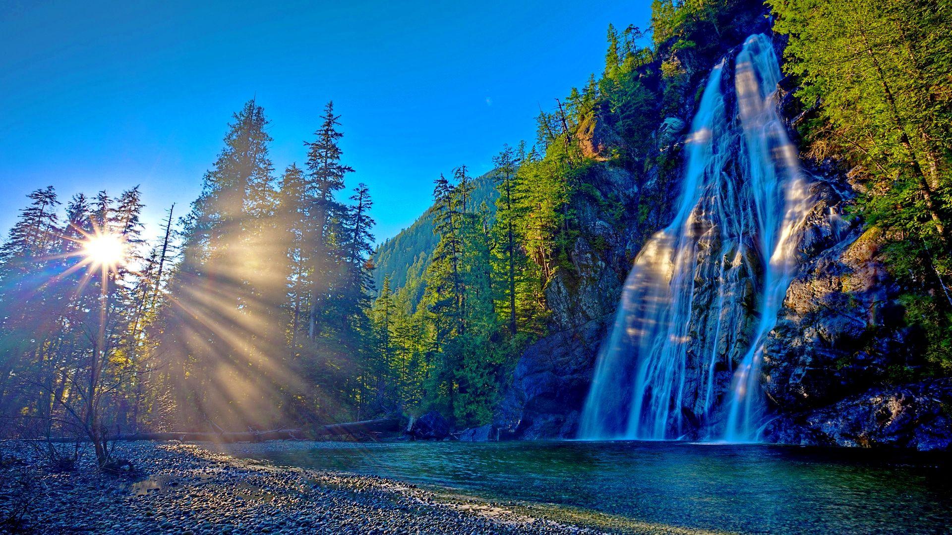 1920x1080 Waterfall Sunrise hình nền