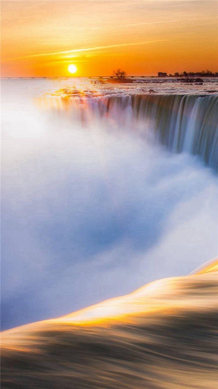 750x1334 Sunshine Waterfall Wonderful Landscape iPhone 8 Wallpaper Free
