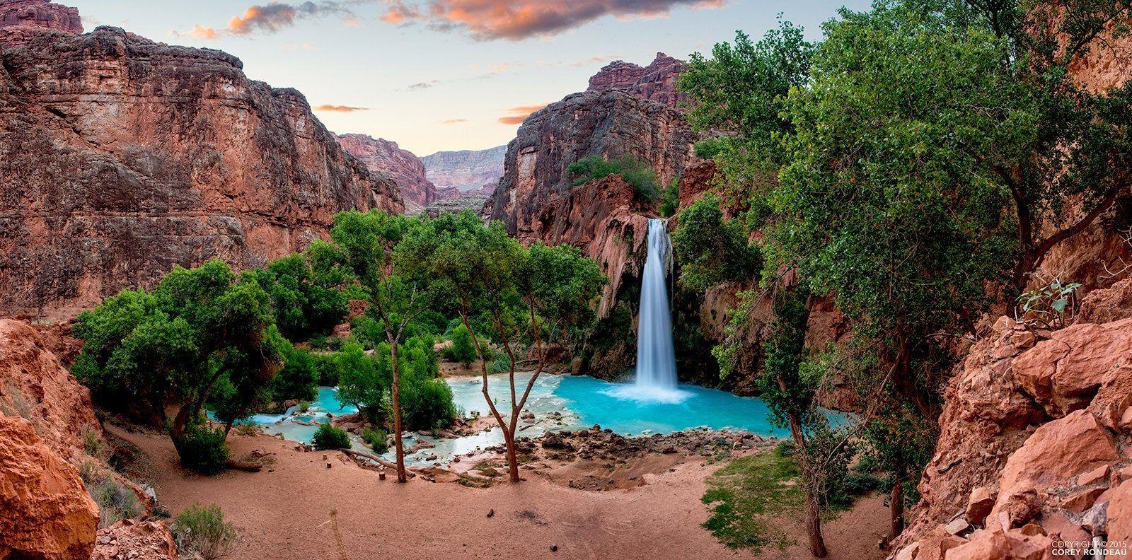 1600x792 Sunrise Panorama at Havasu Falls Indian Reservation