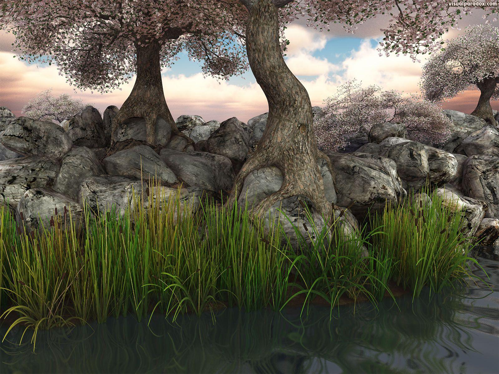 1600x1200 Free 3D Wallpaper 'Rock Garden' 1600x1200