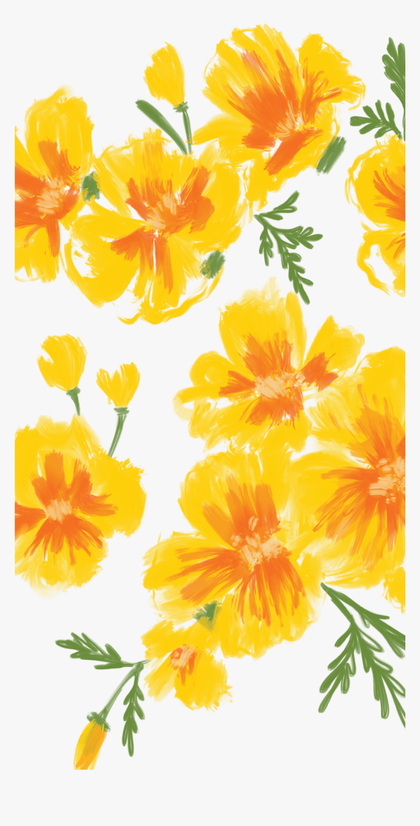 860x1688 Transparent Poppies Png Floral Wallpaper Hd, Png Download
