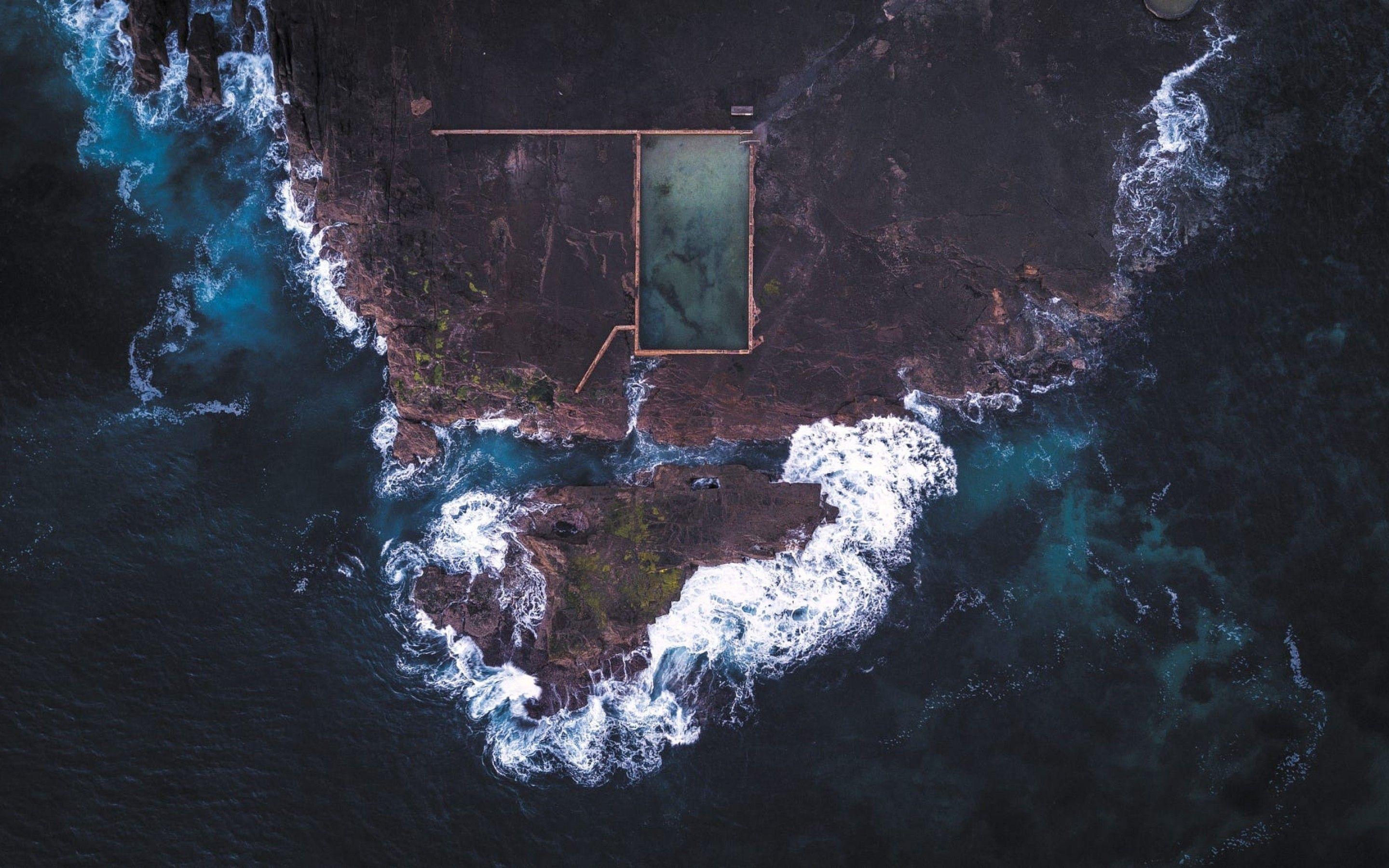 2880x1800 Download 2880x1800 Aerial View, Coast, Waves, Ocean, Drone