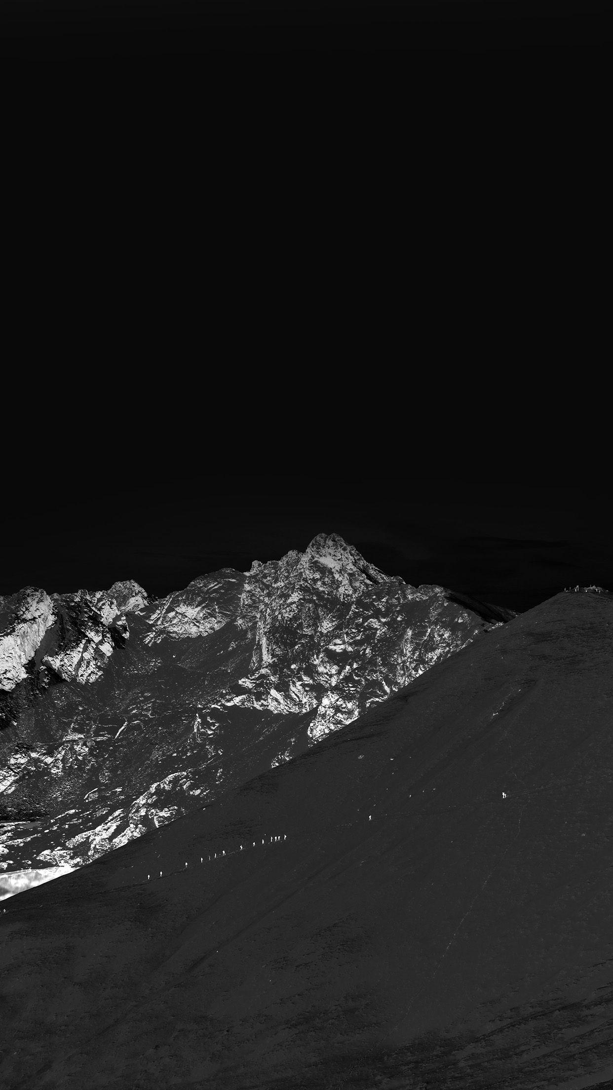 1242x2208 Winter Mountain Snow Bw Nature Dark Android wallpaper HD