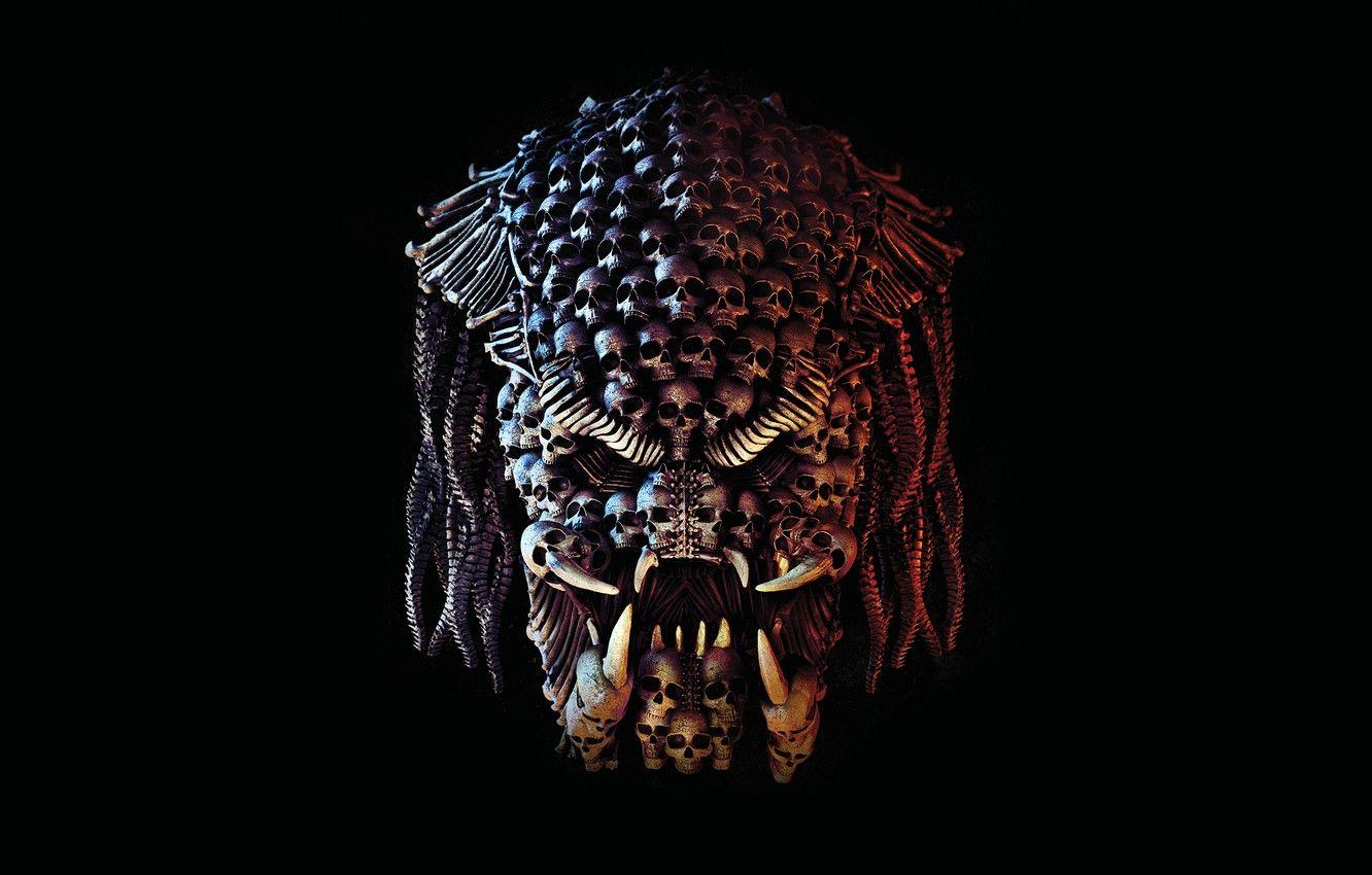1332x850 Wallpaper creative, fiction, fangs, skull, Predator, black