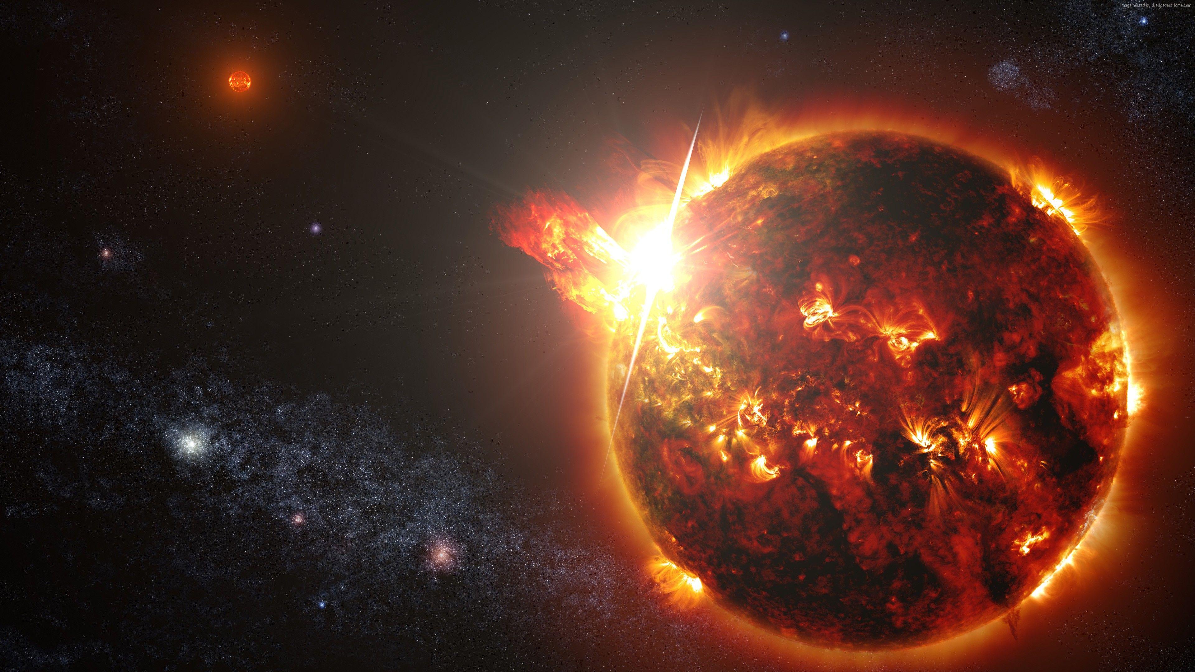 3840x2160 Wallpaper Space Fire Planet, Exoplanet, Planet, space, stars