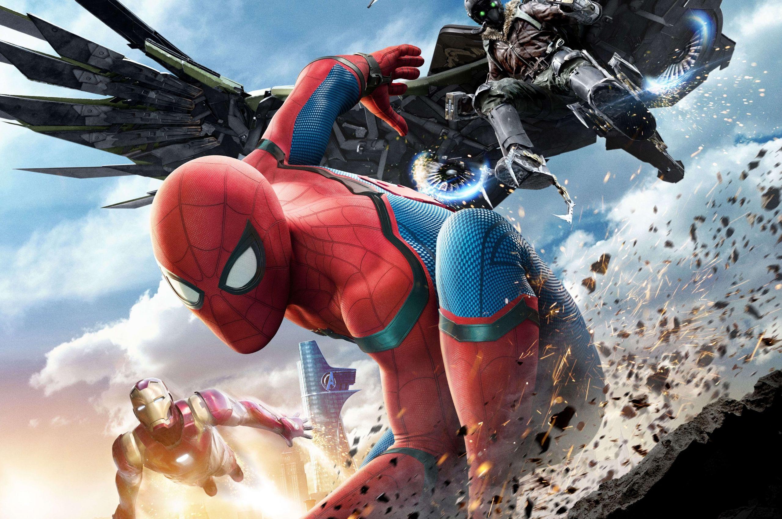 2560x1700 Free download Spider Man Iron Man And Vulture UHD 8K Wallpaper