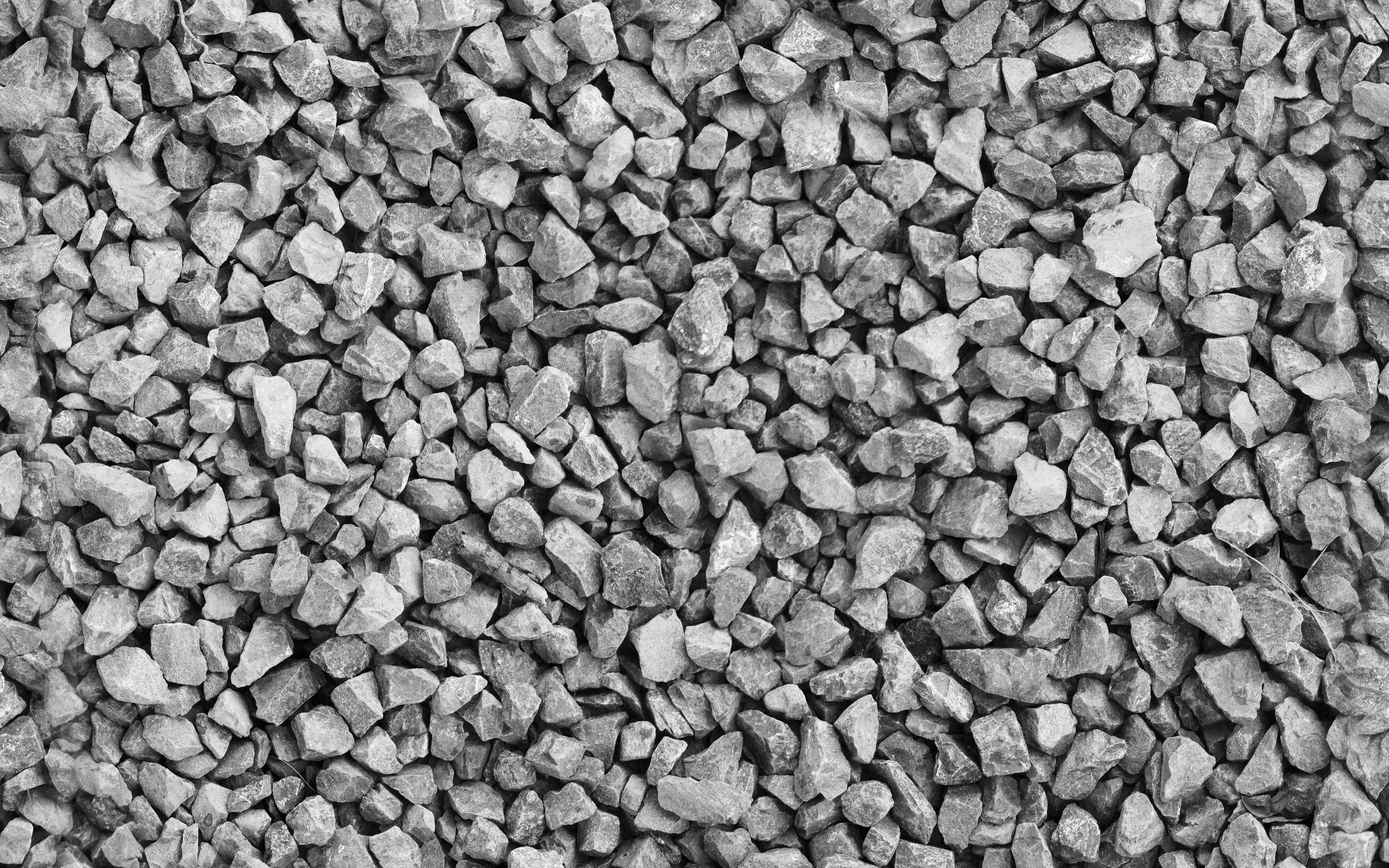 3840x2400 Download wallpaper gray gravel, 4k, macro, gray stone texture