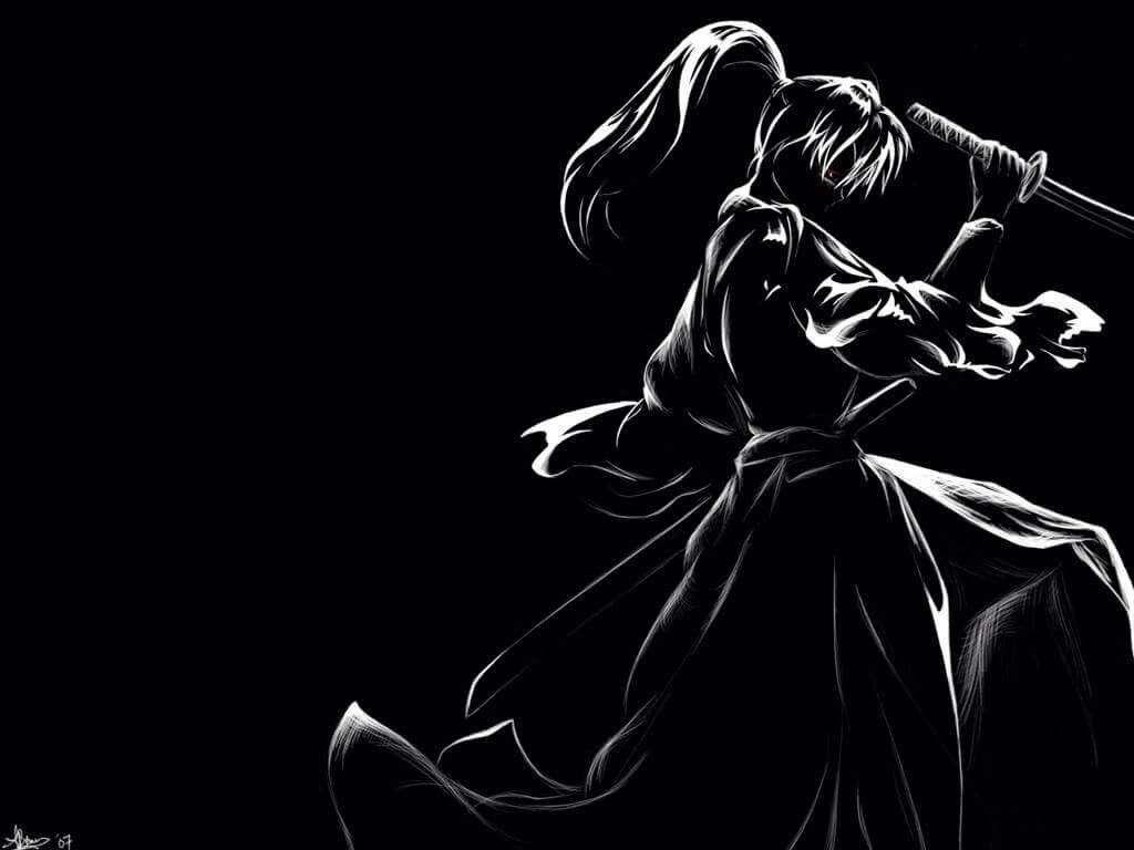 1024x768 rurouni kenshin. Black background wallpaper