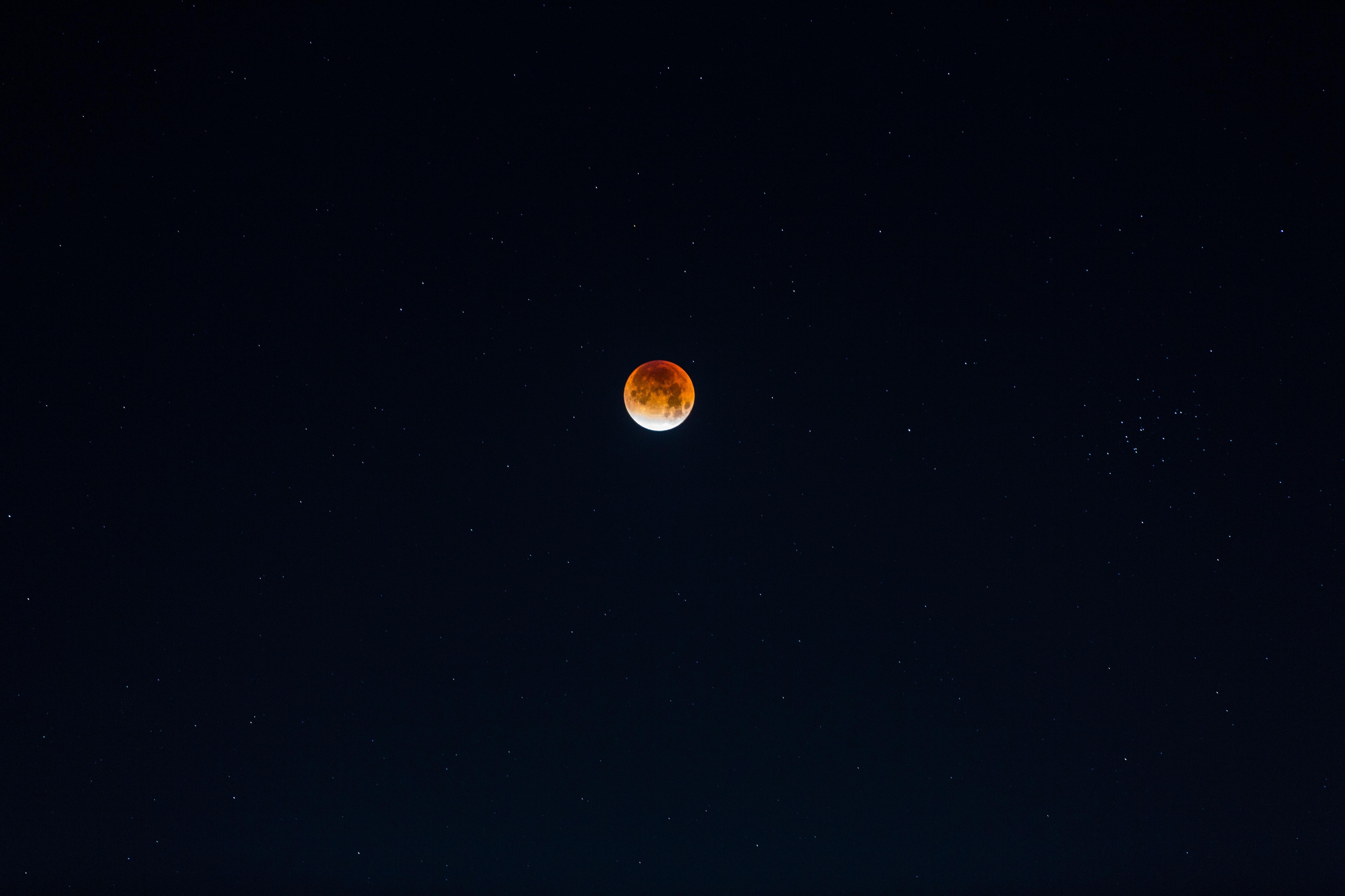 5760x3840 wallpaper moon, full moon, red moon, stars, starry sky, night, sky