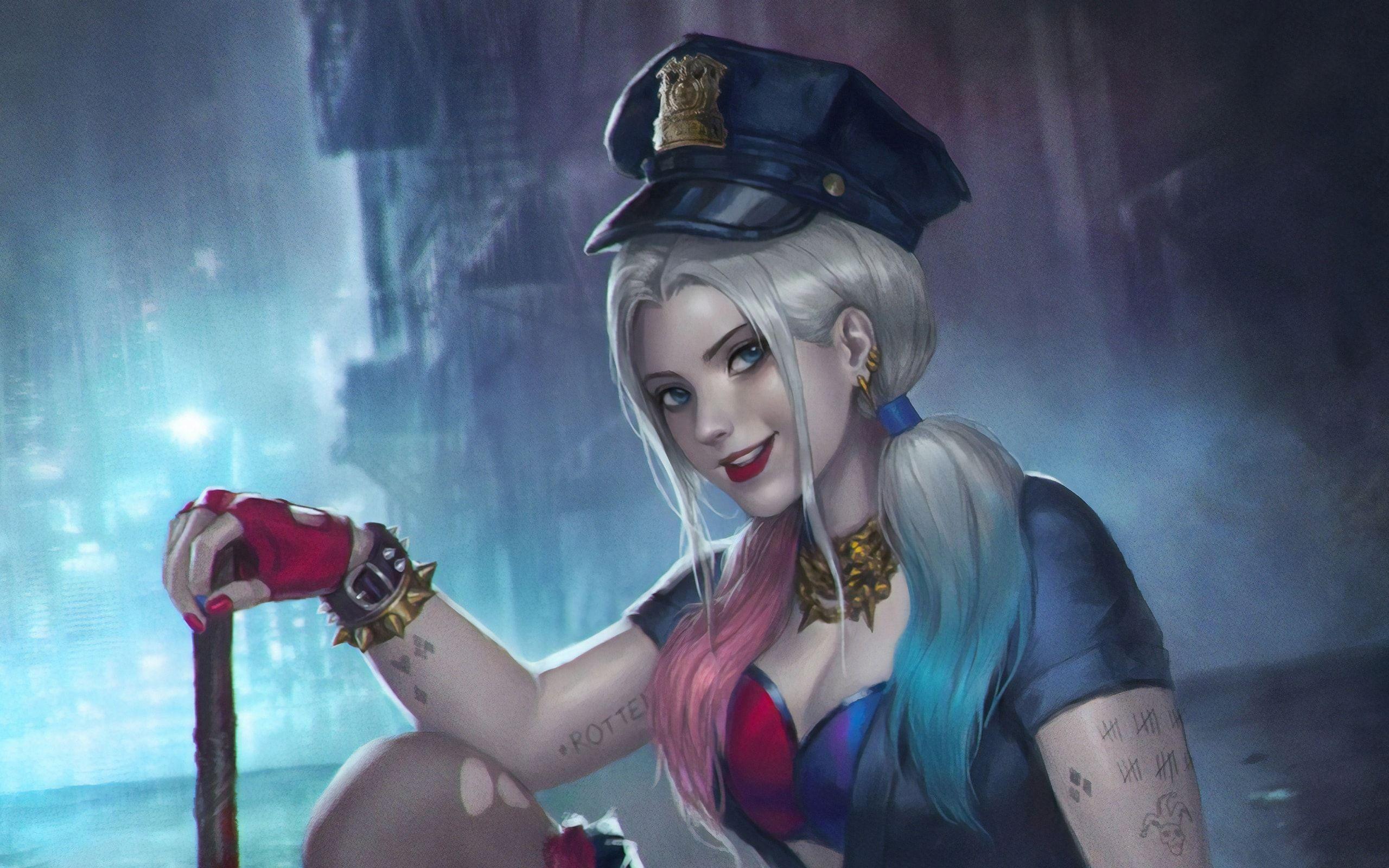 2560x1600 Wallpaper Of Dc, Comics, Harley Quinn, Police, White