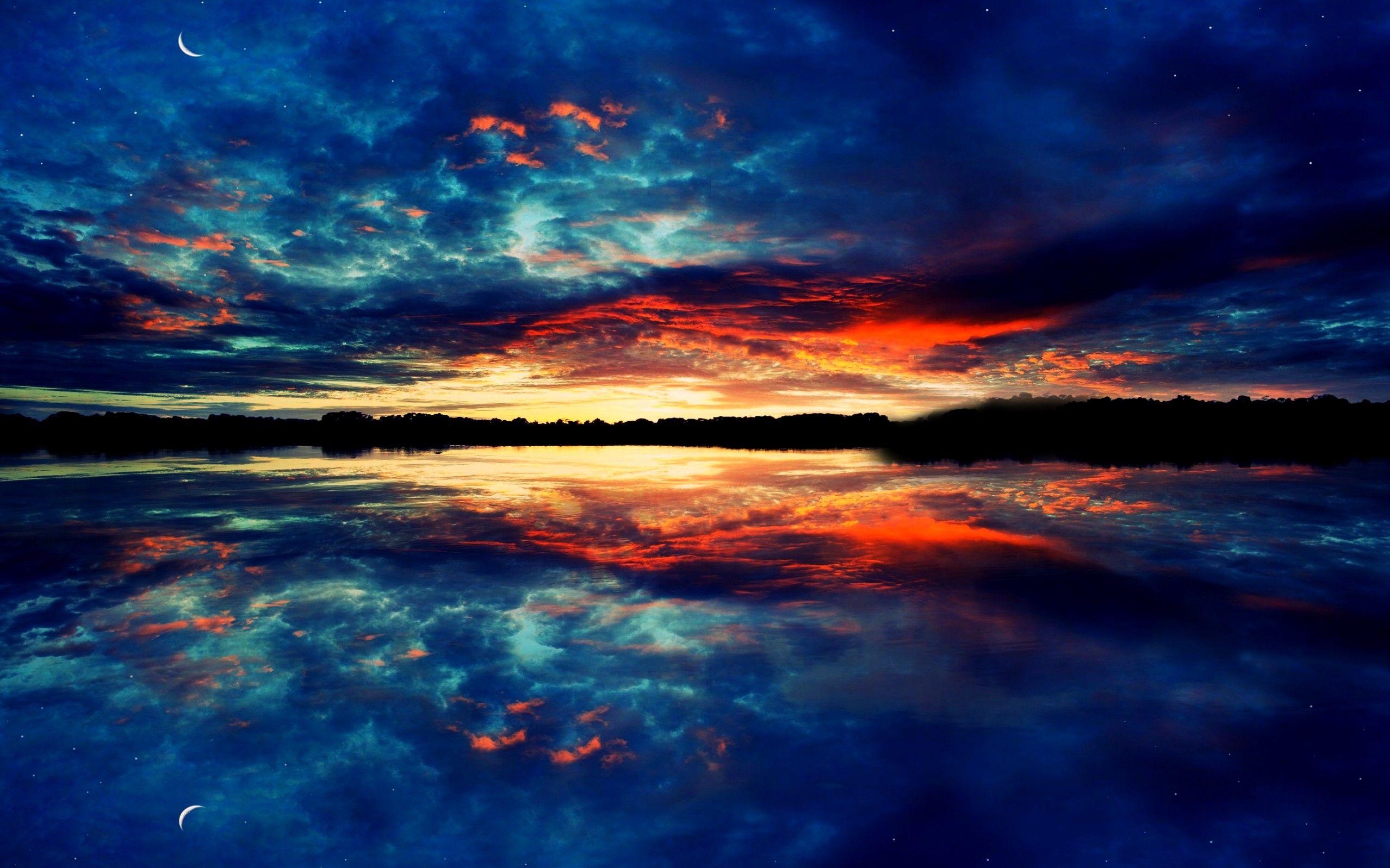 2556x1597 Reflected Sunsets Scenic Beauty Nature Sunset Wallpaper For iPad
