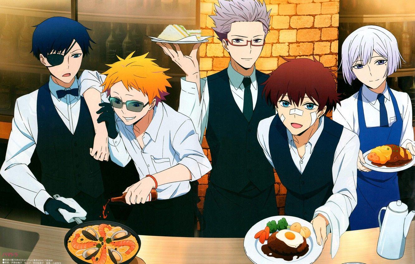 1332x850 Wallpaper food, anime, art, guys, Hamatora image for desktop