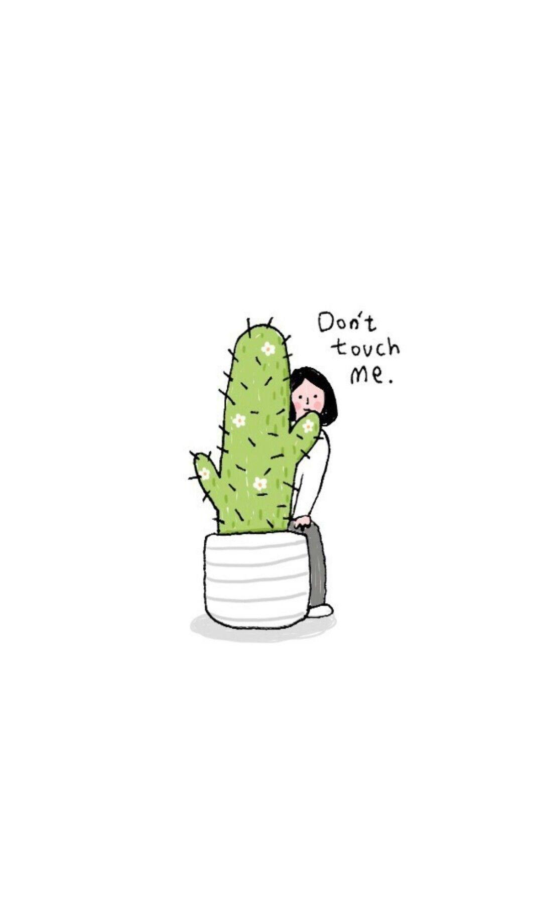 1080x1834 linaphat Cactus Wallpaper Don't Touch Me. Ilustrasi, Ilustrasi