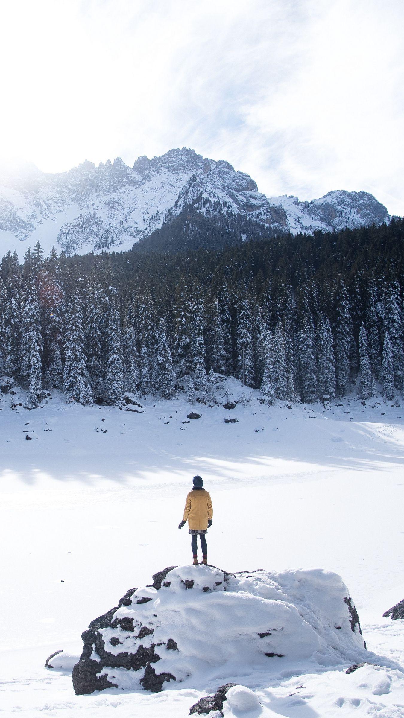 1350x2400 Download wallpaper 1350x2400 mountains, winter, man, travel iphone
