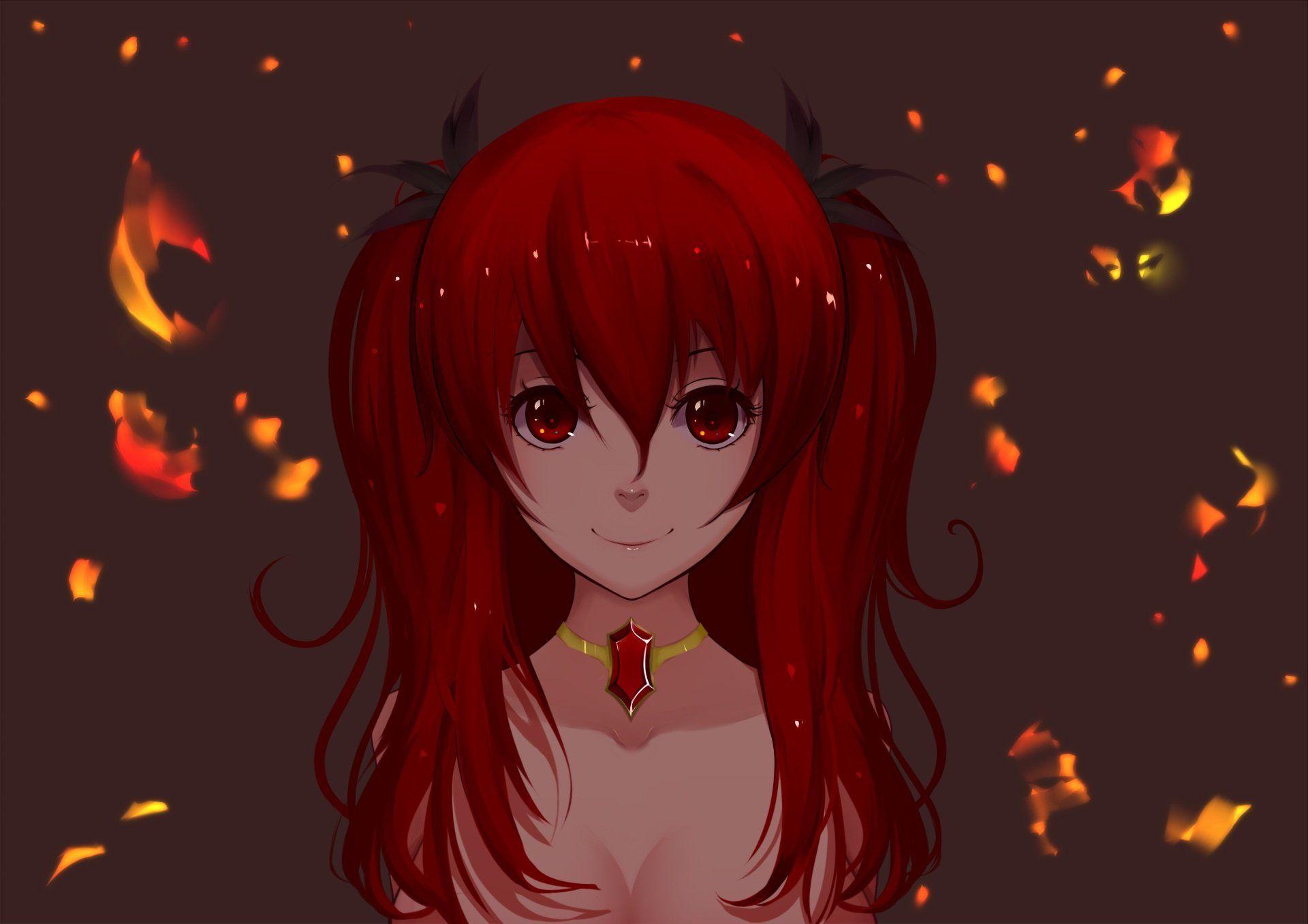 1920x1357 Long hair necklace rakudai kishi no cavalry red eyes red hair