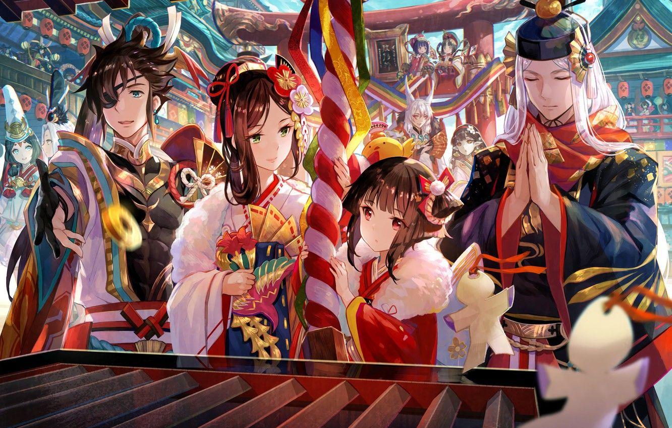 1332x850 Wallpaper anime, art, characters, onmyouji image for desktop