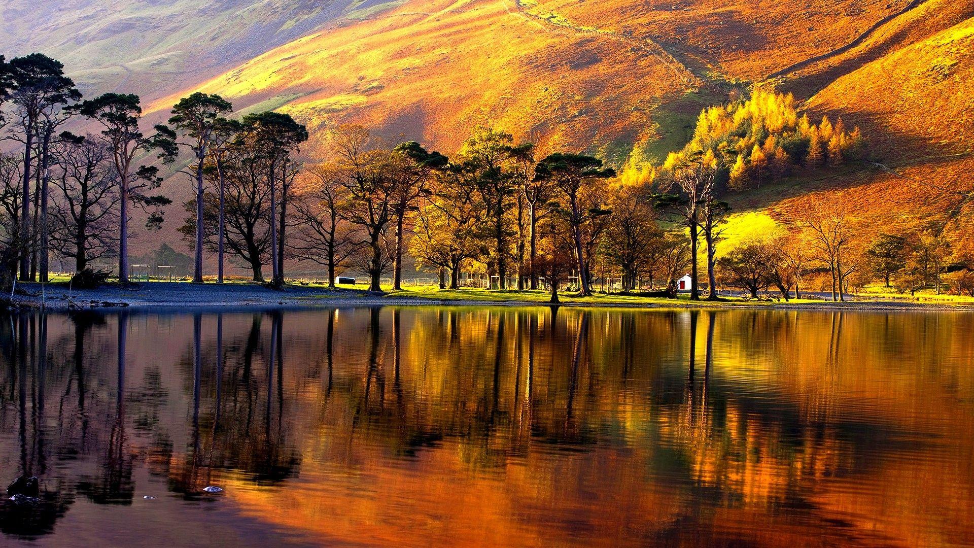 1920x1080 Lakes: LAKE REFLECTION Light Serenity Idyll Rural Scene Majestic