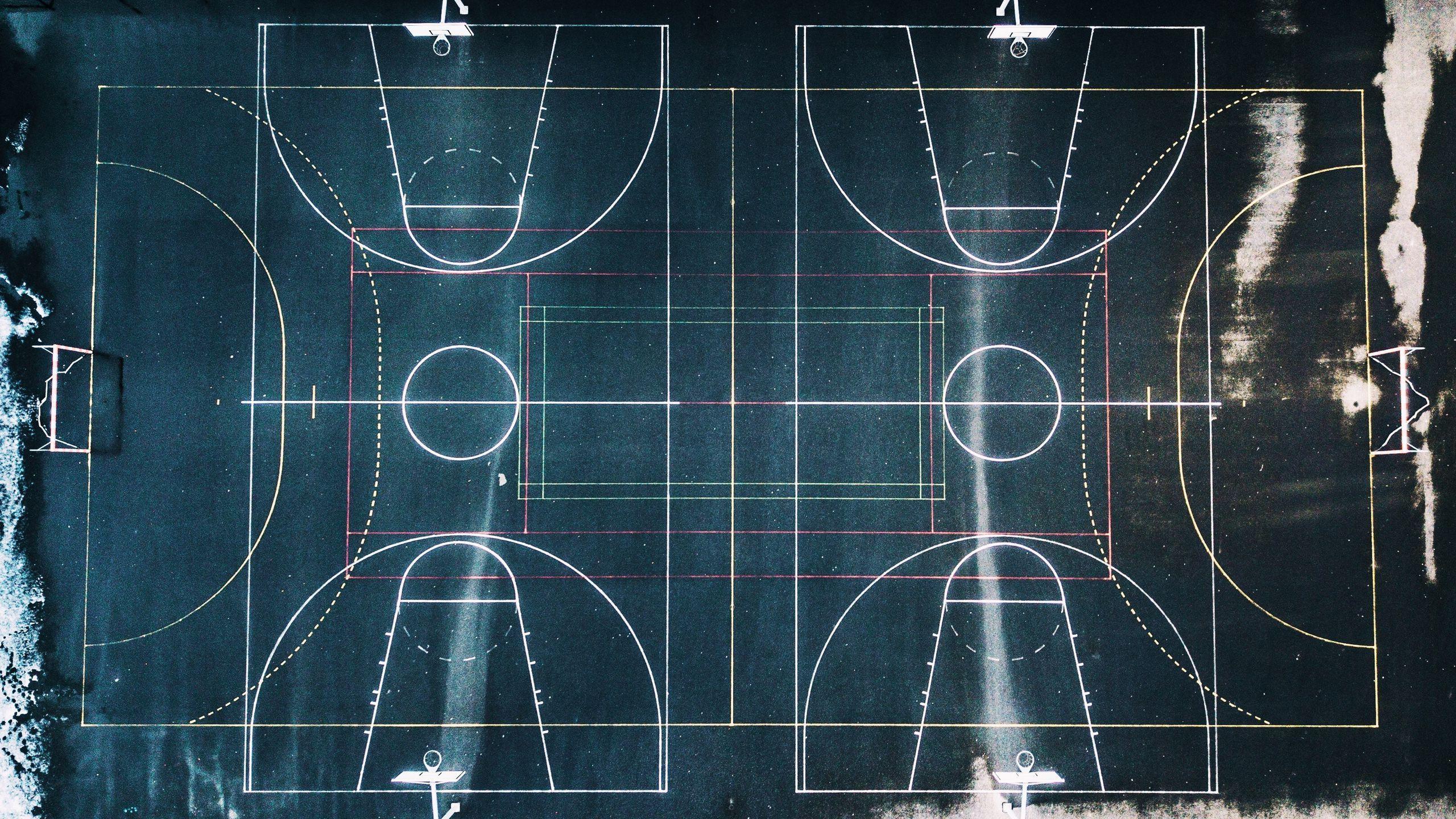 2560x1440 Download wallpaper 2560x1440 basketball court, marking, geometry