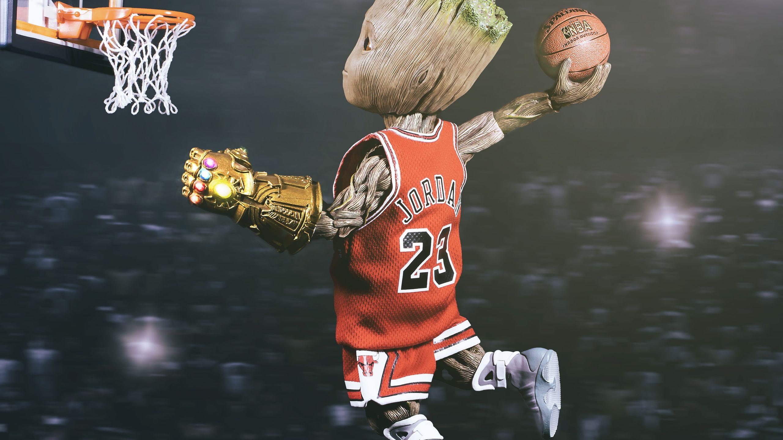 2560x1440 Baby Groot Playing Basketball 1440P Resolution HD 4k
