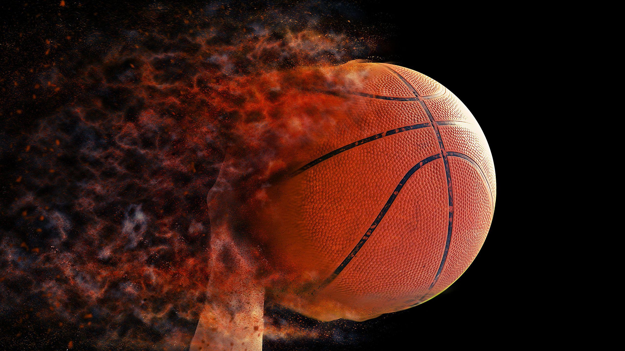 2560x1440 Wallpaper Sport Basketball flame Ball Black background 2560x1440
