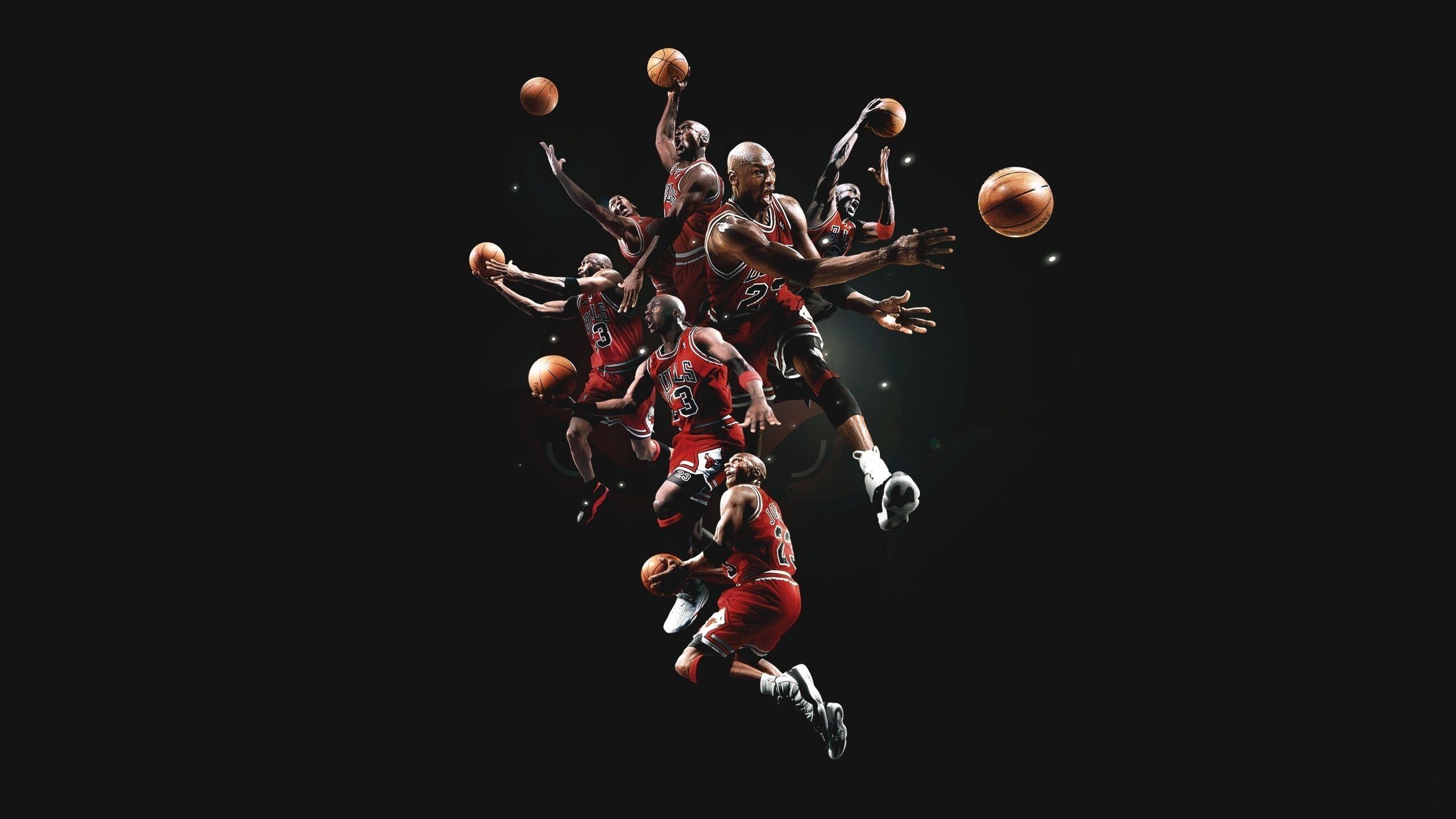 2560x1440 Michael jordan basketball chicago bulls men males action stop