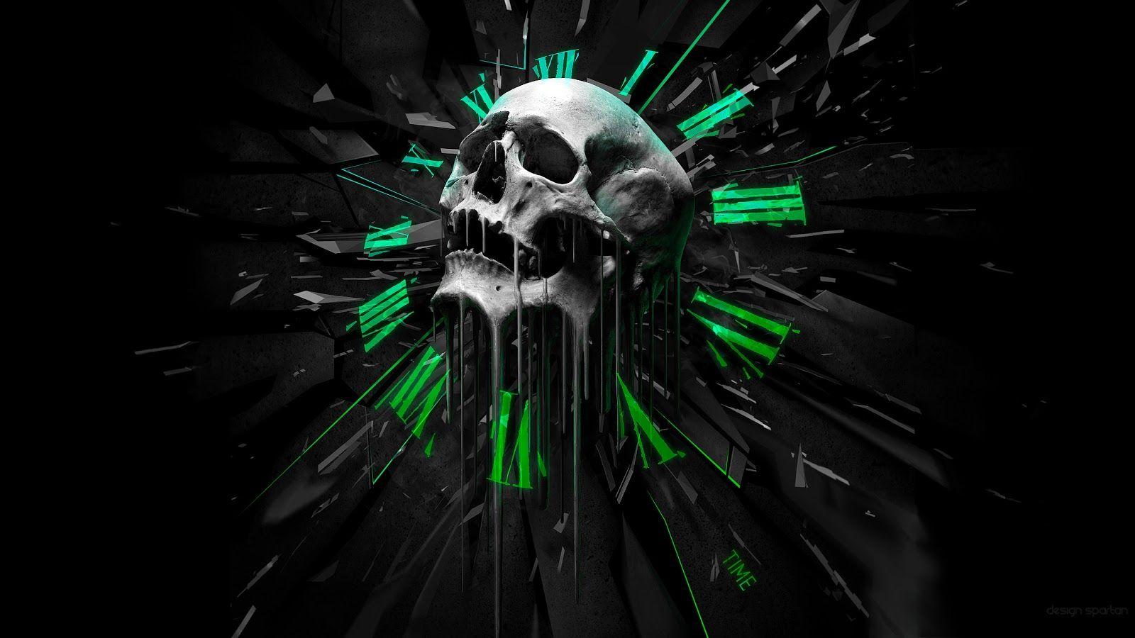 1600x900 Skull Clocks Background. Clocks