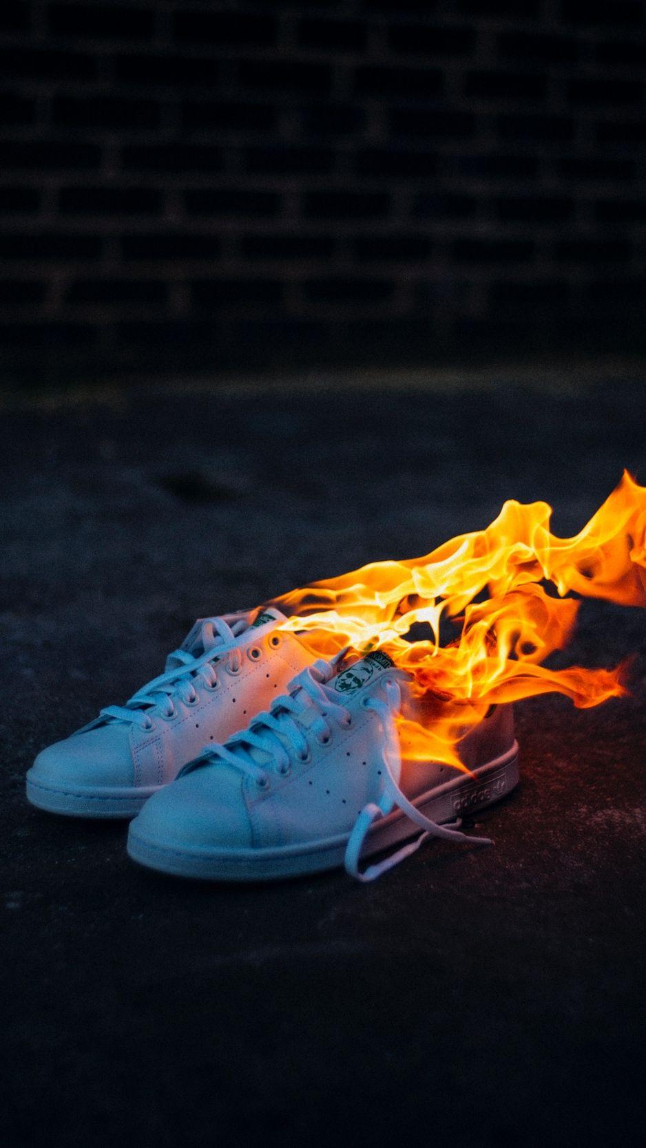 938x1668 Free download Download wallpaper 938x1668 sneakers fire flame