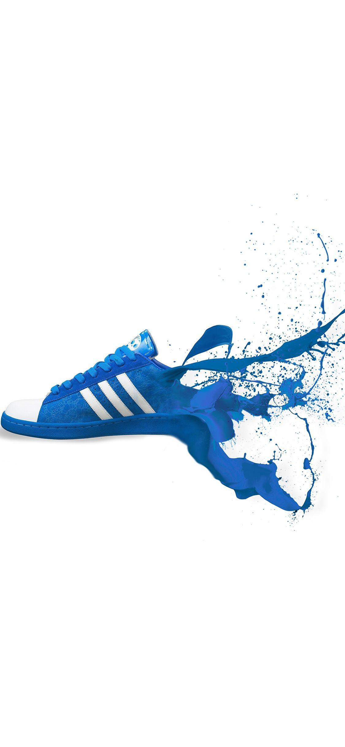 1125x2436 iPhone wallpaper. adidas blue shoes sneakers