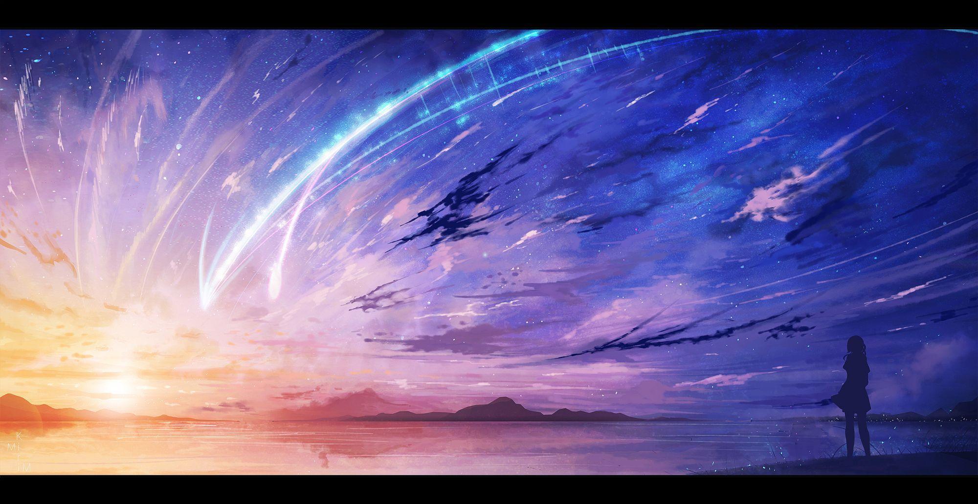 Sunset Anime Girl Silhouette Horizon Clouds Scenery 4K Wallpaper iPhone HD  Phone 6220f