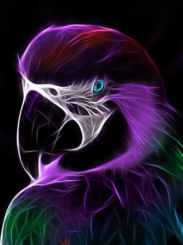768x1024 Neon Animals Wallpaper
