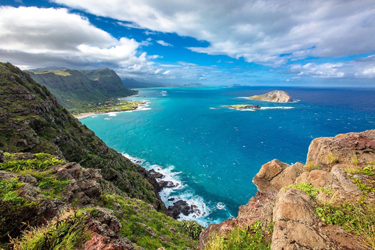 1280x853 Desktop Wallpaper Hawaii USA Crag Ocean Nature Sky Tropics