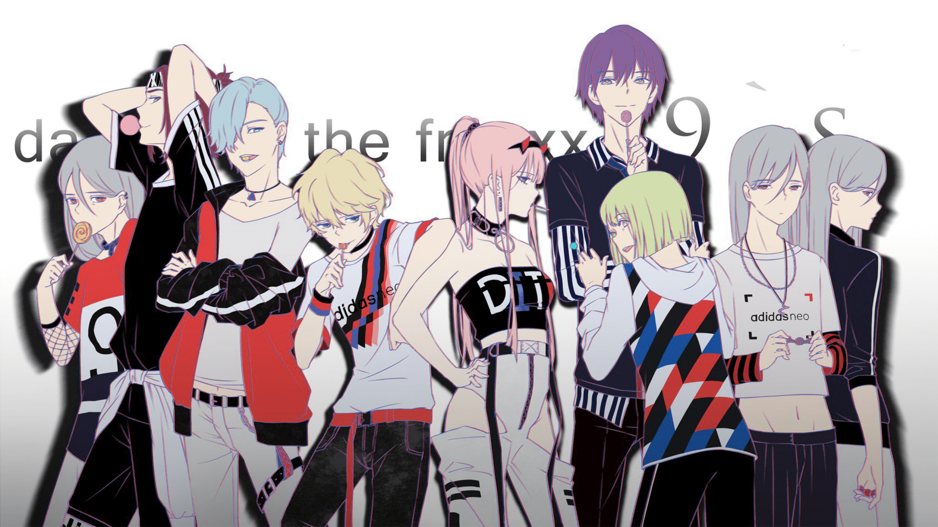 1920x1080 Zero Two & Squad HD Wallpaper. Darling in the FranXX Anime Art by 大泽CHENAzEx1440