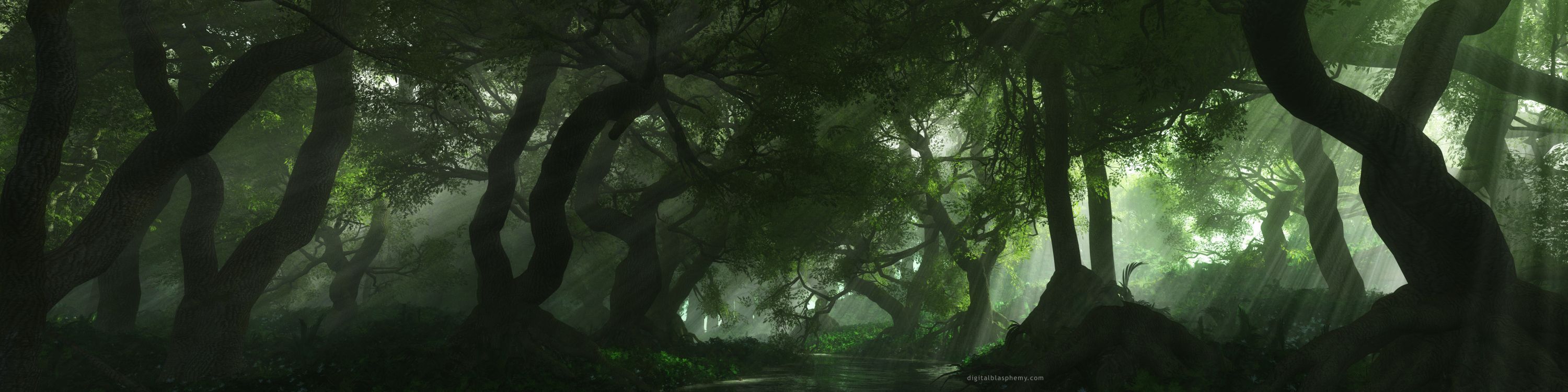 3000x750 Wallpaper Green Trees Beside River During Daytime, Background Free Image