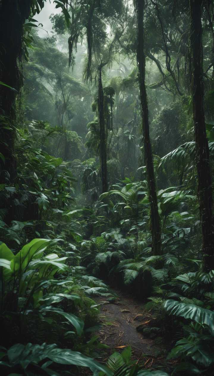720x1260 A Wide Angle View Of A Dark Green, Dense And Thriving Rainforest During The Rainy Season. Wallpaper [91664058981248e5ad69] By Wallpaper HD