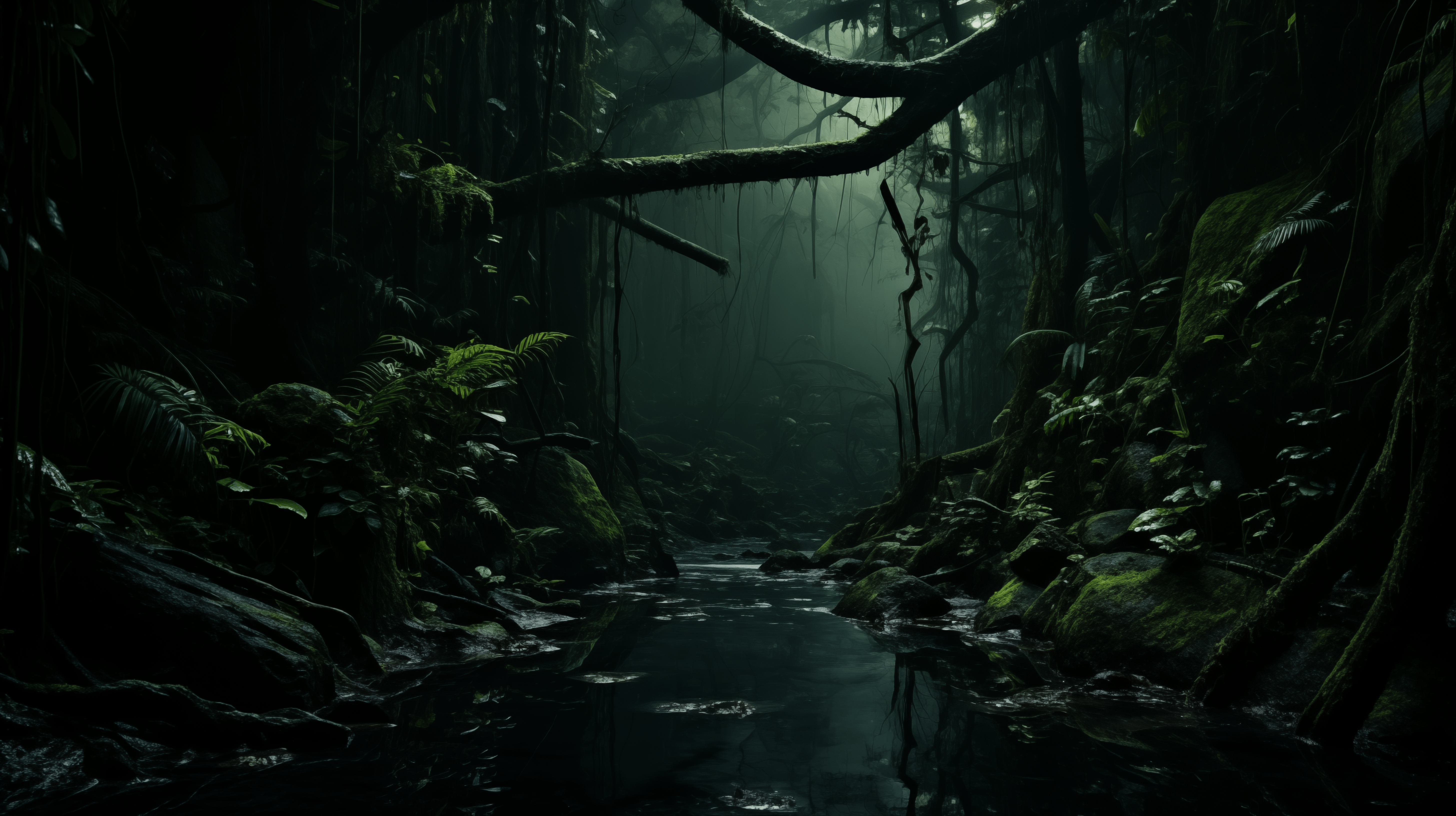 5824x3264 Mystical Rainforest Stream HD Wallpaper