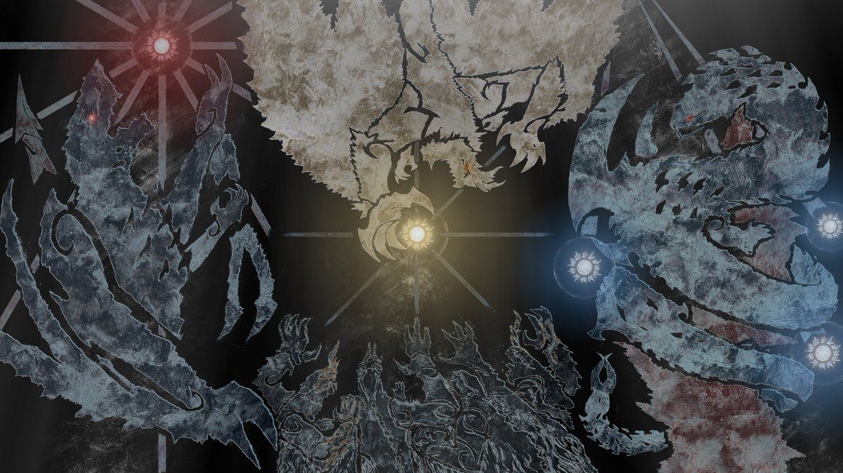 1200x674 Lords of the Fourth Era. Gogmazios, Shagaru, Dalamadur. I am a believer that this trio of legendary elders will eventually join Gog in Wilds. #Monsterhunterwilds #Mural
