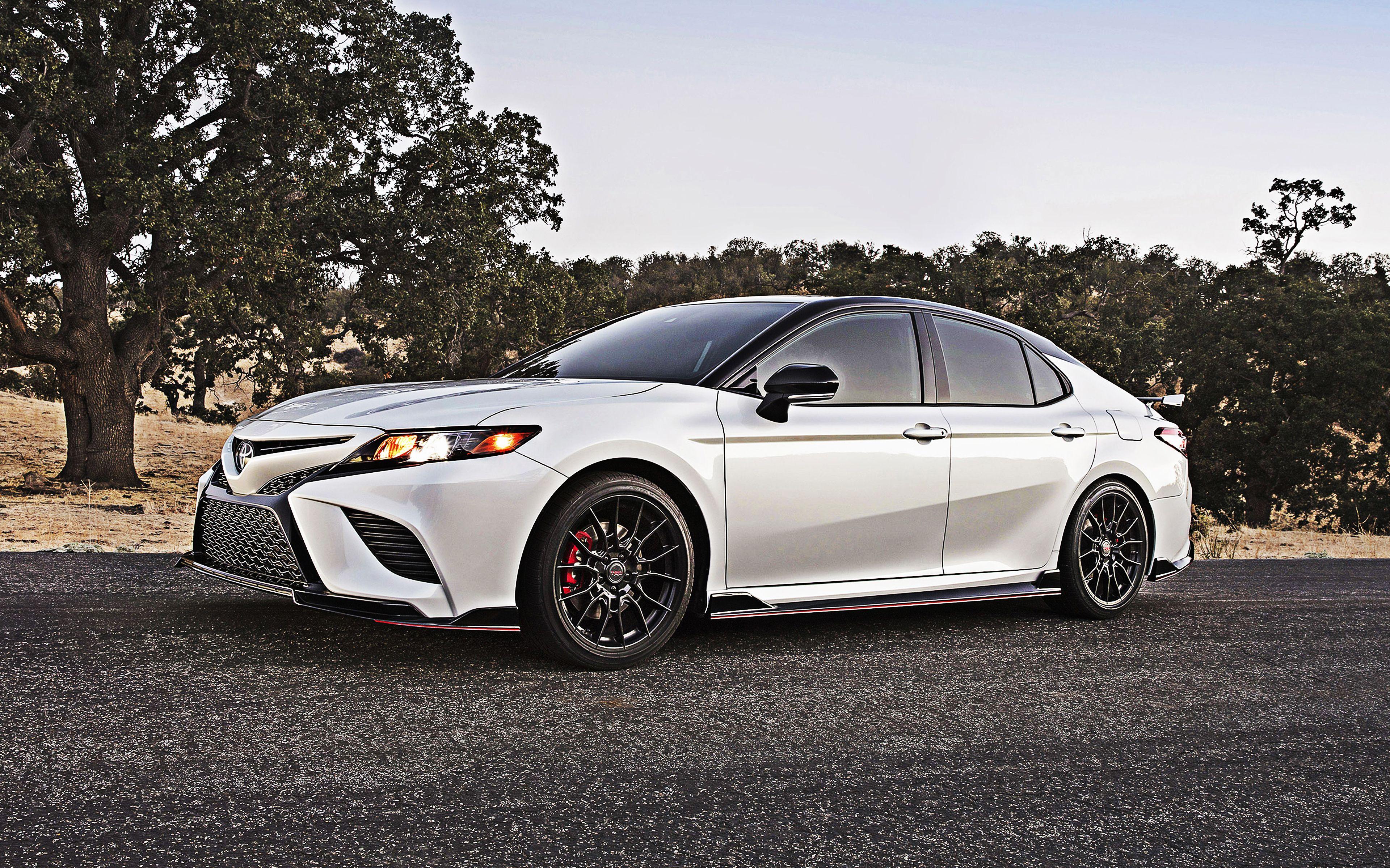 3840x2400 Download wallpaper Toyota Camry TRD, side view, new white