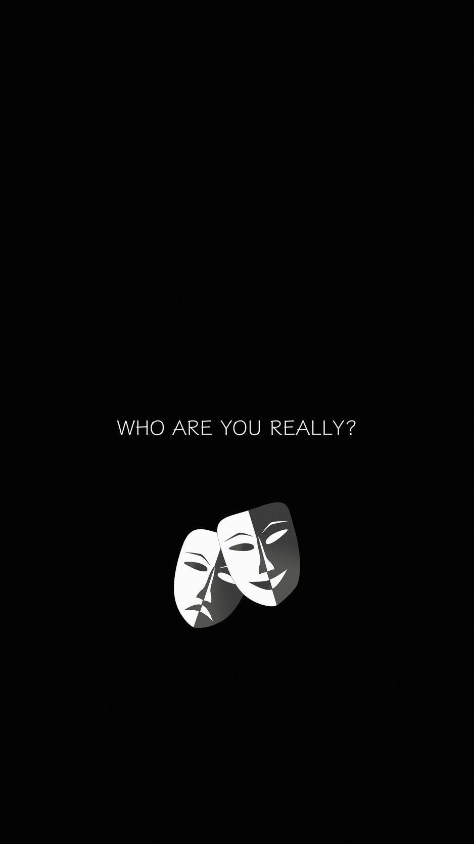 938x1668 Download wallpaper 938x1668 masks, essence, question, inscription