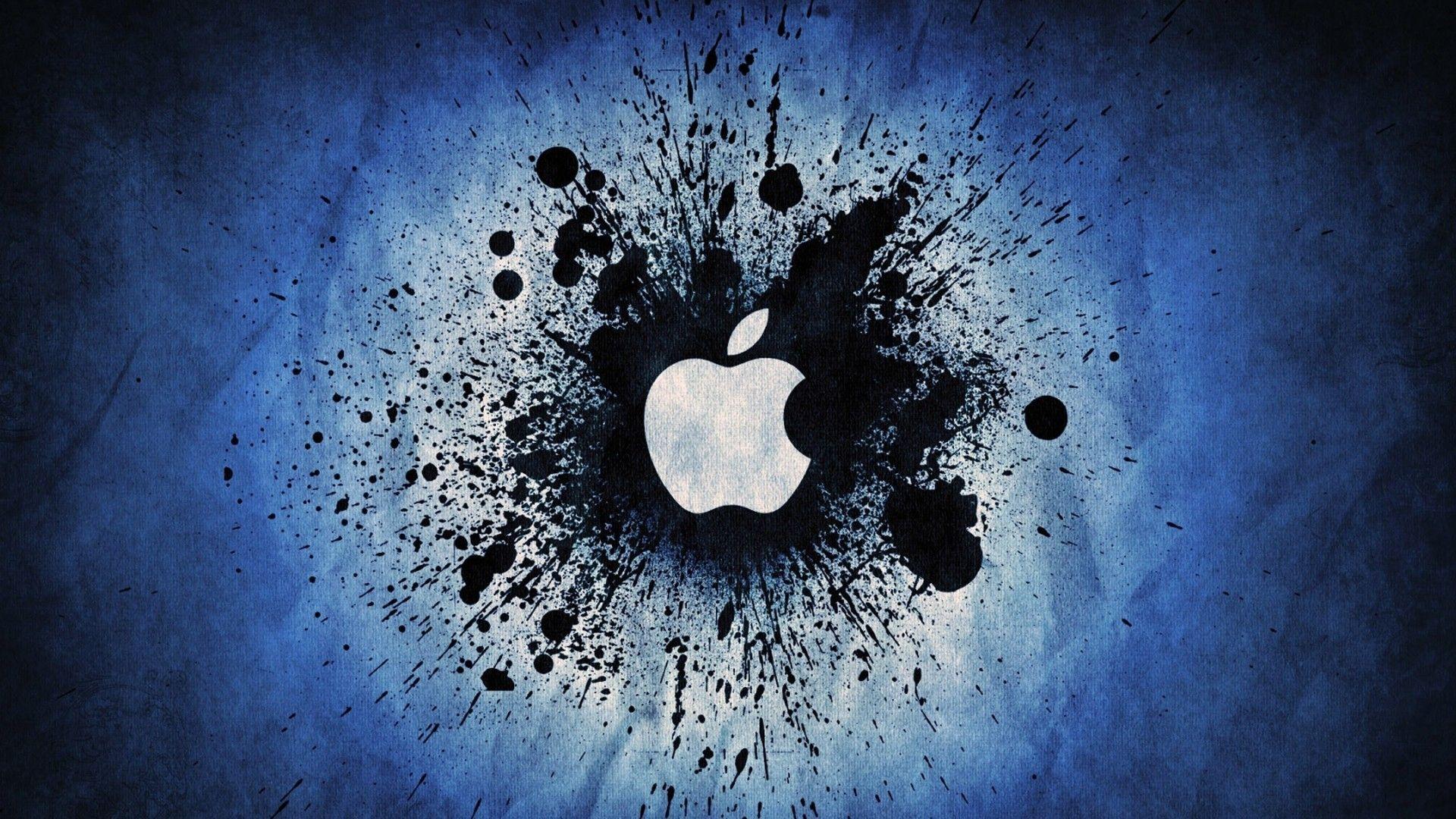 1920x1080 Blue apple inc. grunge logos graphic design wallpaper. AllWallpaper