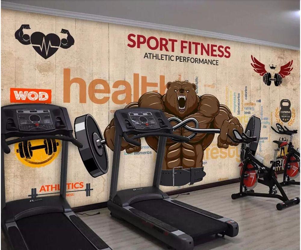 1000x831 3D wallpaper custom photo mural Wooden board cartoon fitness
