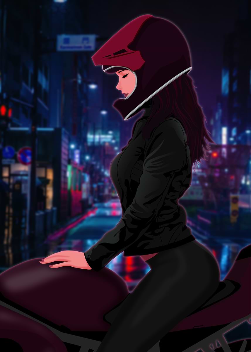 857x1200 Anime Girls On Motorbike HD Wallpaper: Anime Girl With Motorcycle Illustration, Anime Girls