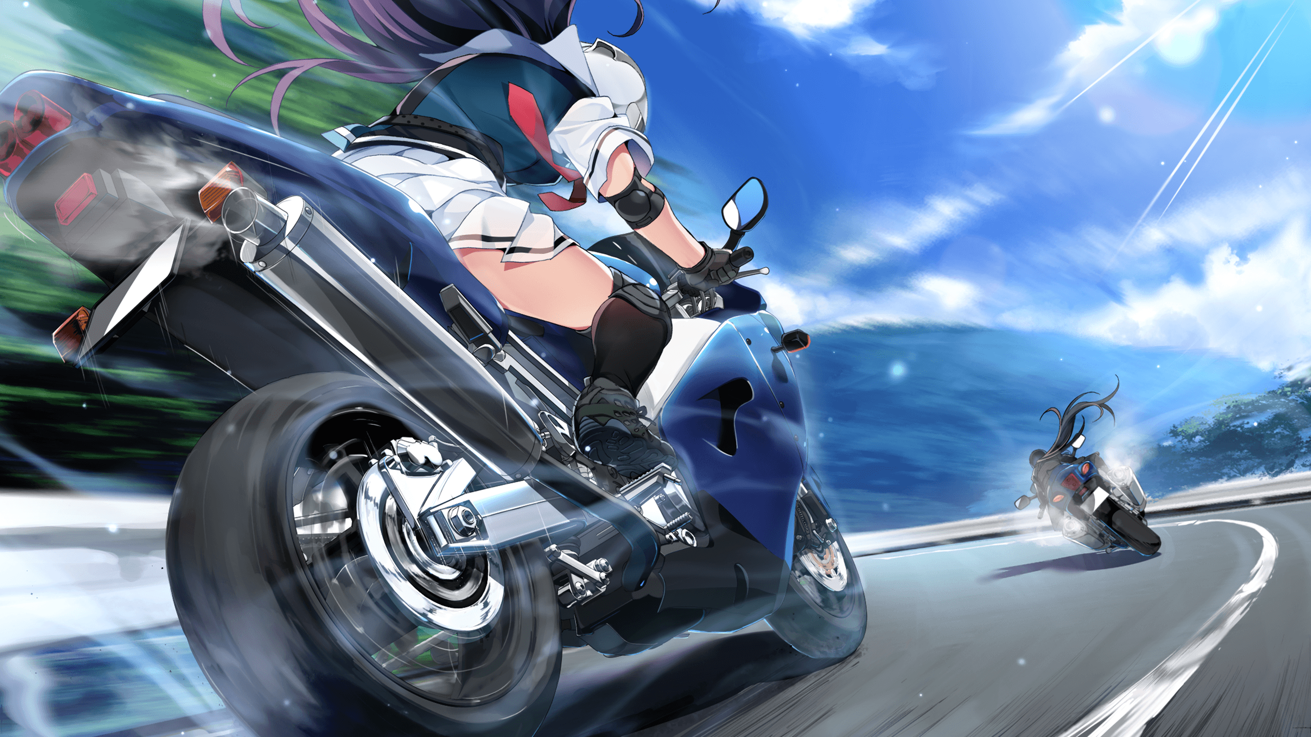 2560x1440 Anime Biker Girl Wallpaper