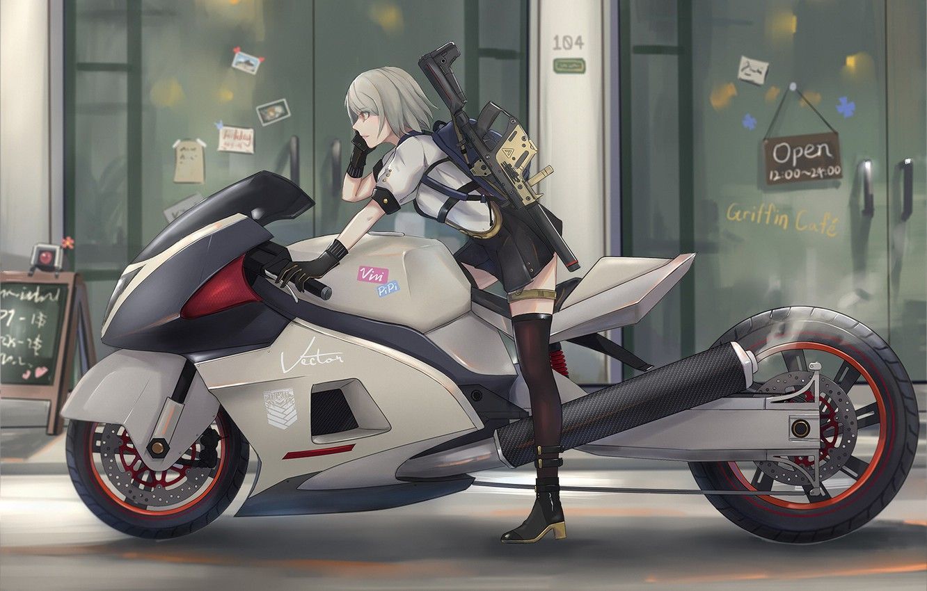 1332x850 Anime Biker Girl Wallpaper