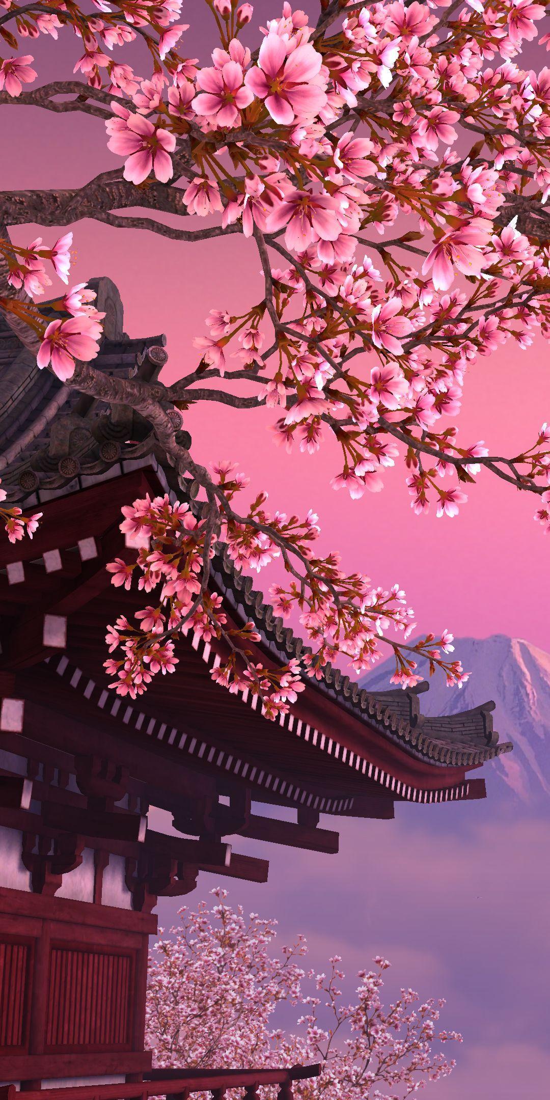 Premium AI Image  Phone wallpaper revealing a cherry Blossom forest  Generative AI Image