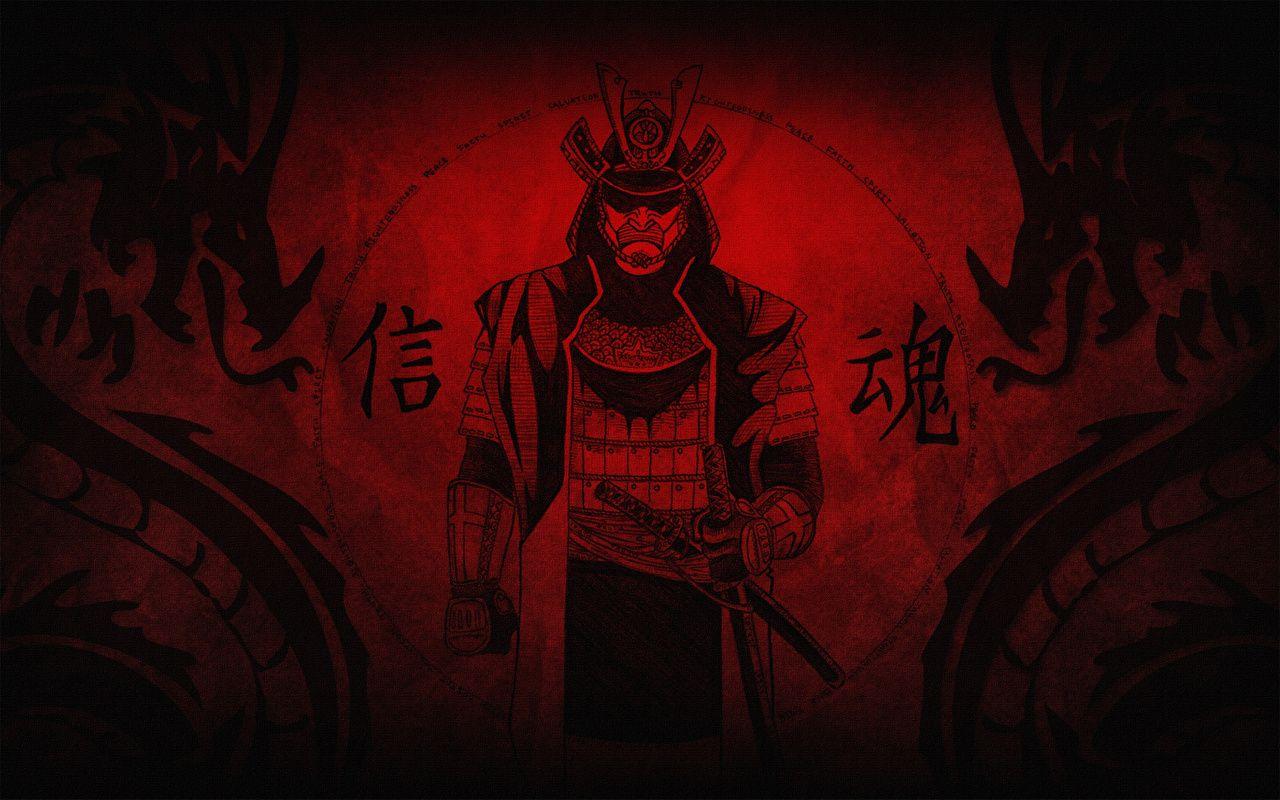 1280x800 Samurai Red Fantasy Tranh Nghệ thuật Chữ tượng hình