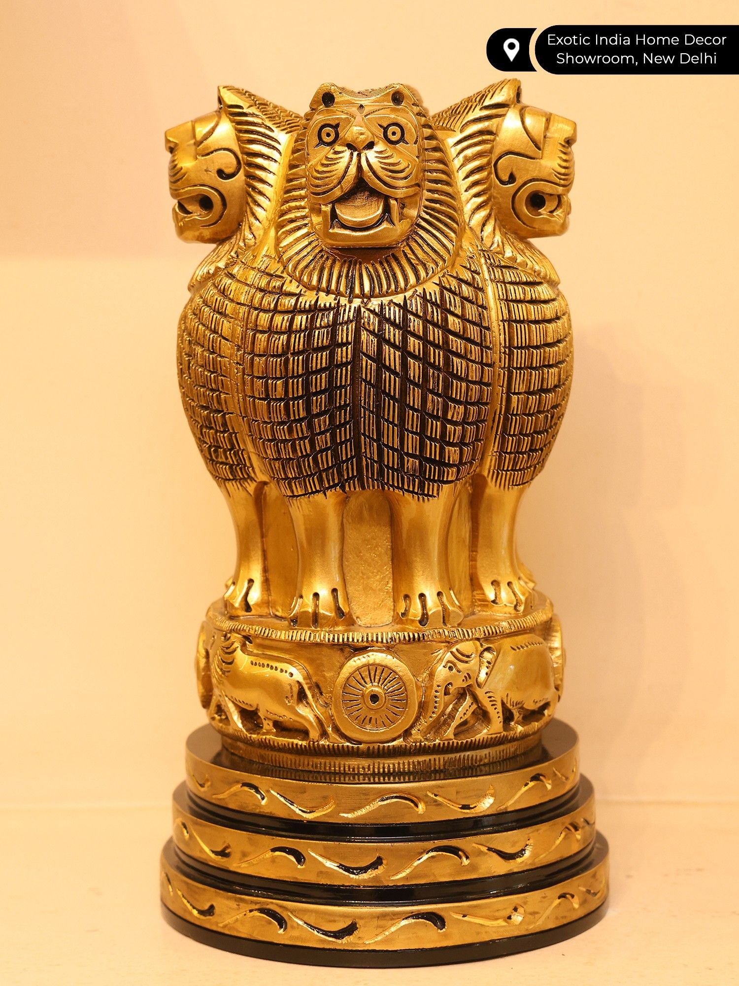 1500x2000 Wooden National Emblem of India with Golden Finish