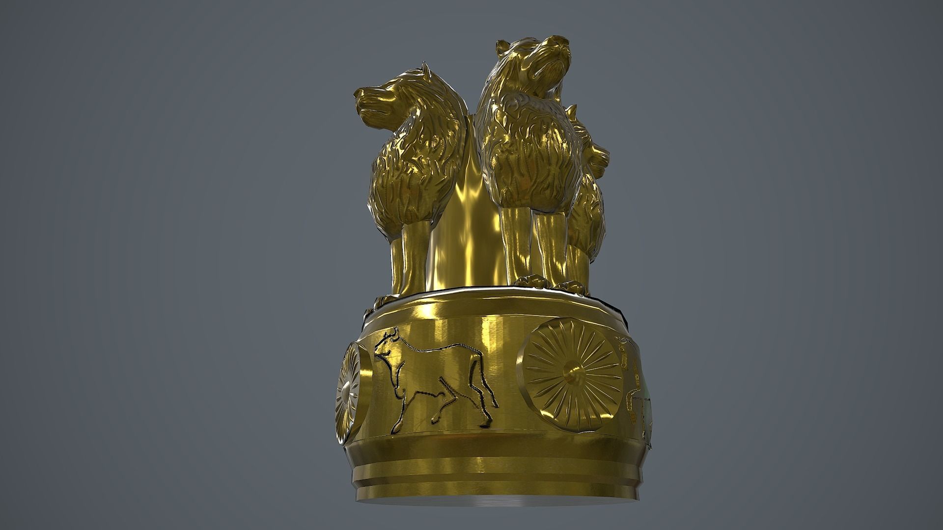 1920x1080 Indian National Emblem 3D model