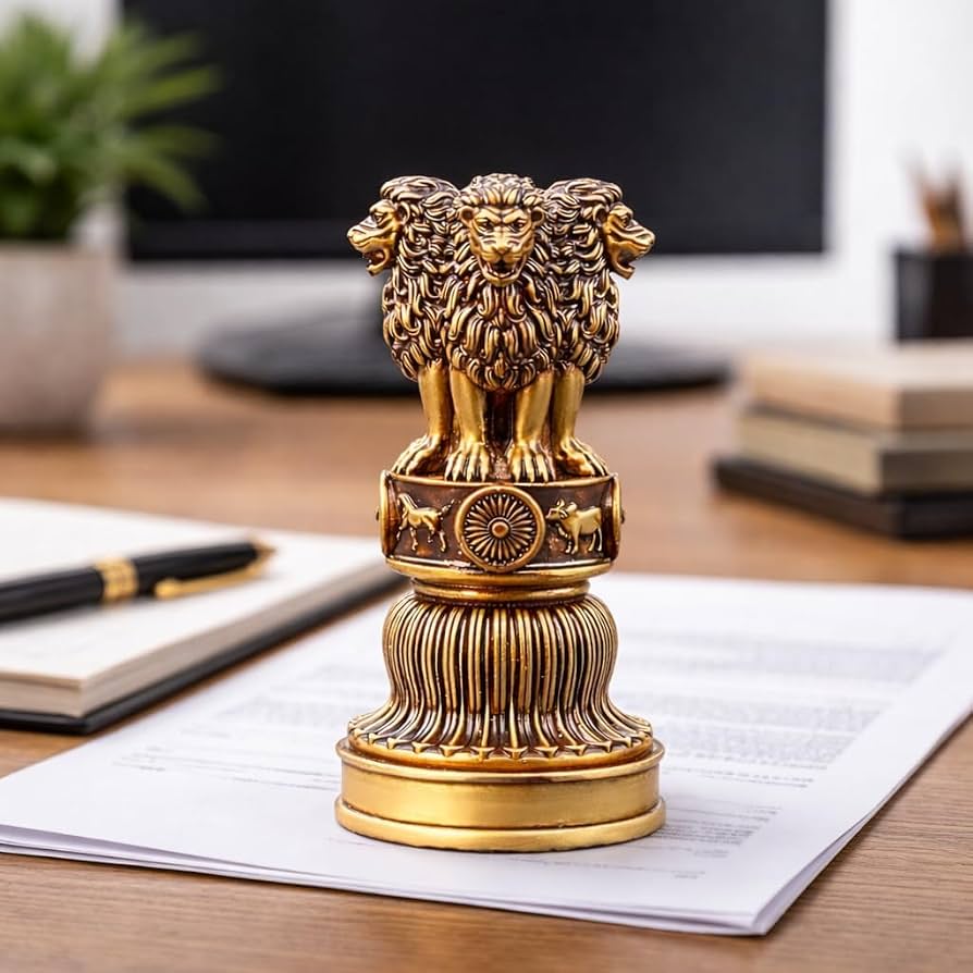 894x894 Ashoka Lion Capital Statue, Golden Finish, Indian National Emblem, Decorative Figurine, Home Decor : Amazon.sg: Home