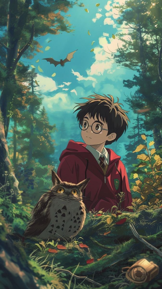 673x1200 Harry potter in Ghibli Movie Style