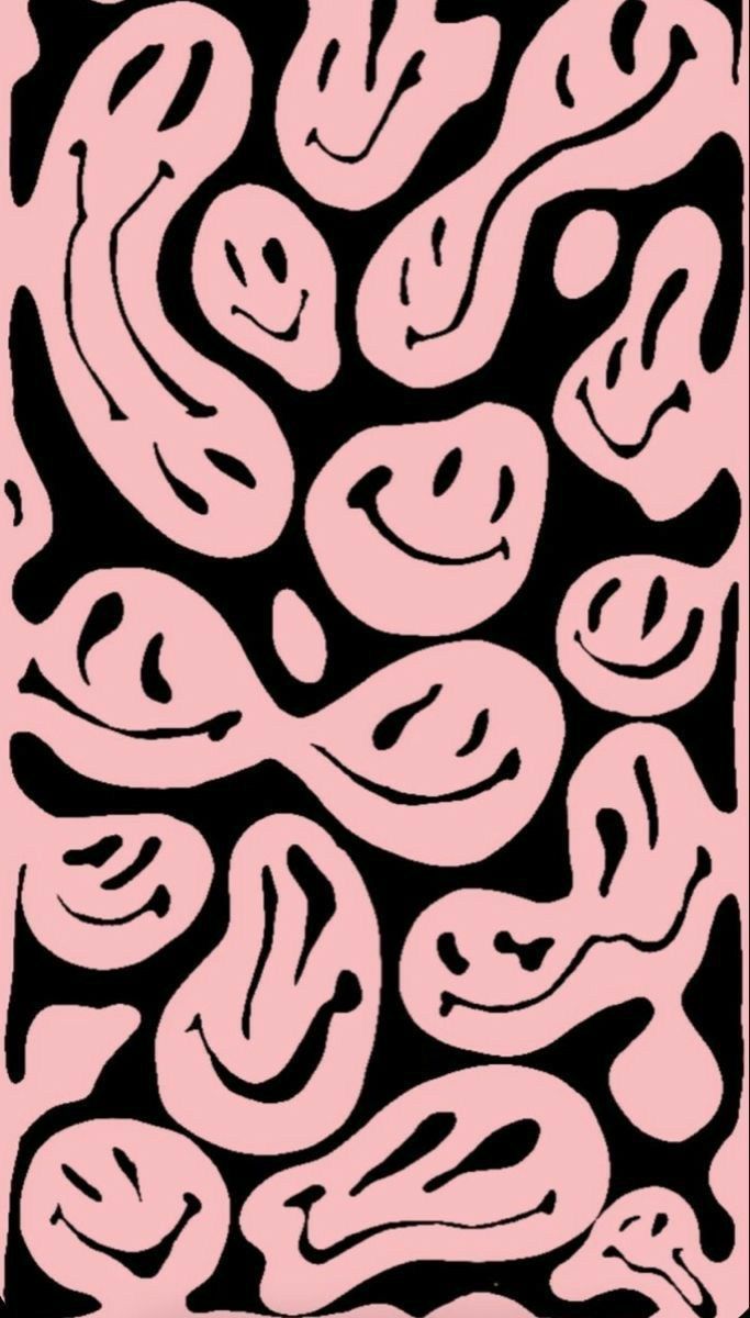 683x1200 Drippy pink smiley face. repost